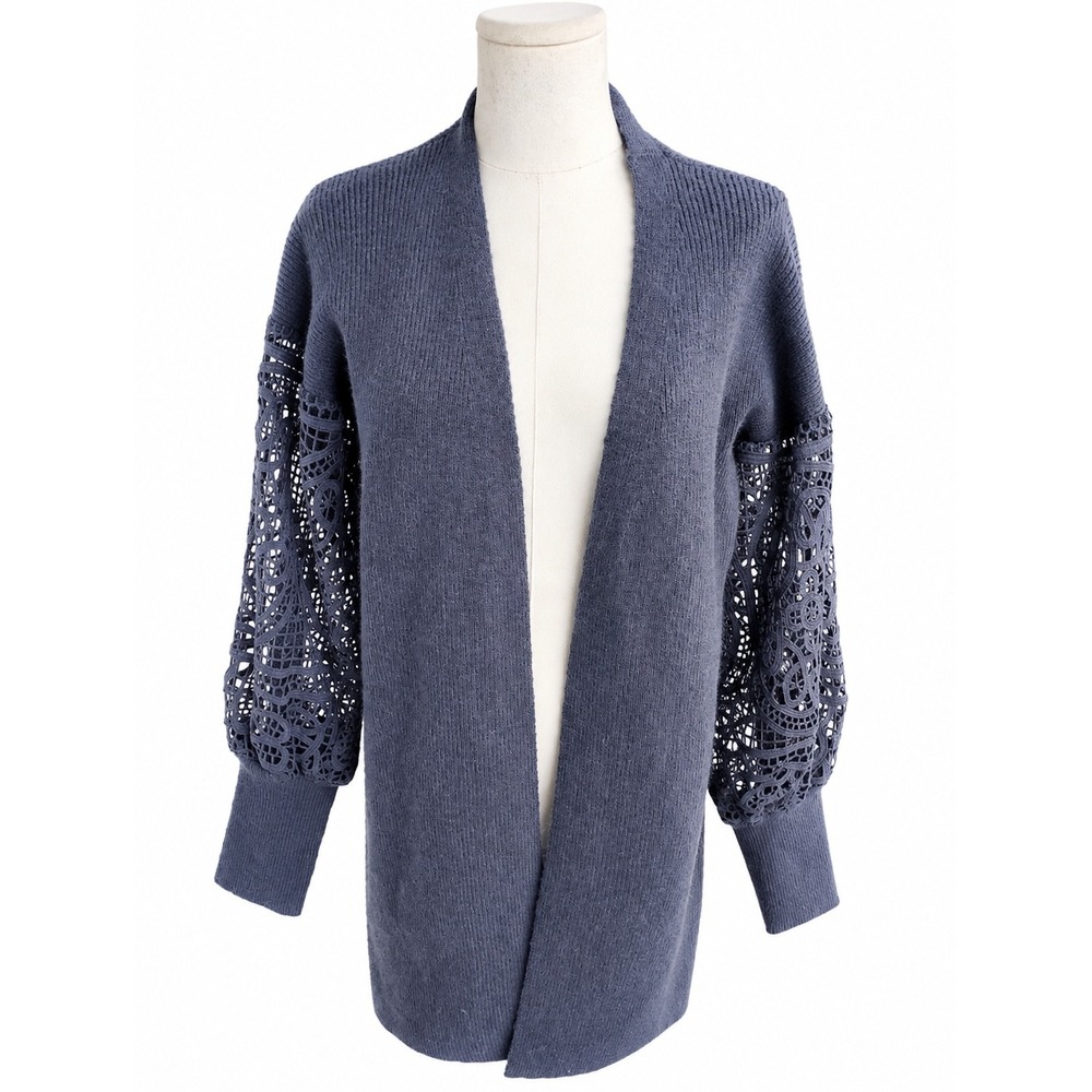 Vici For Mazik Blue Lace Sleeve Cardigan Sweater Size Medium